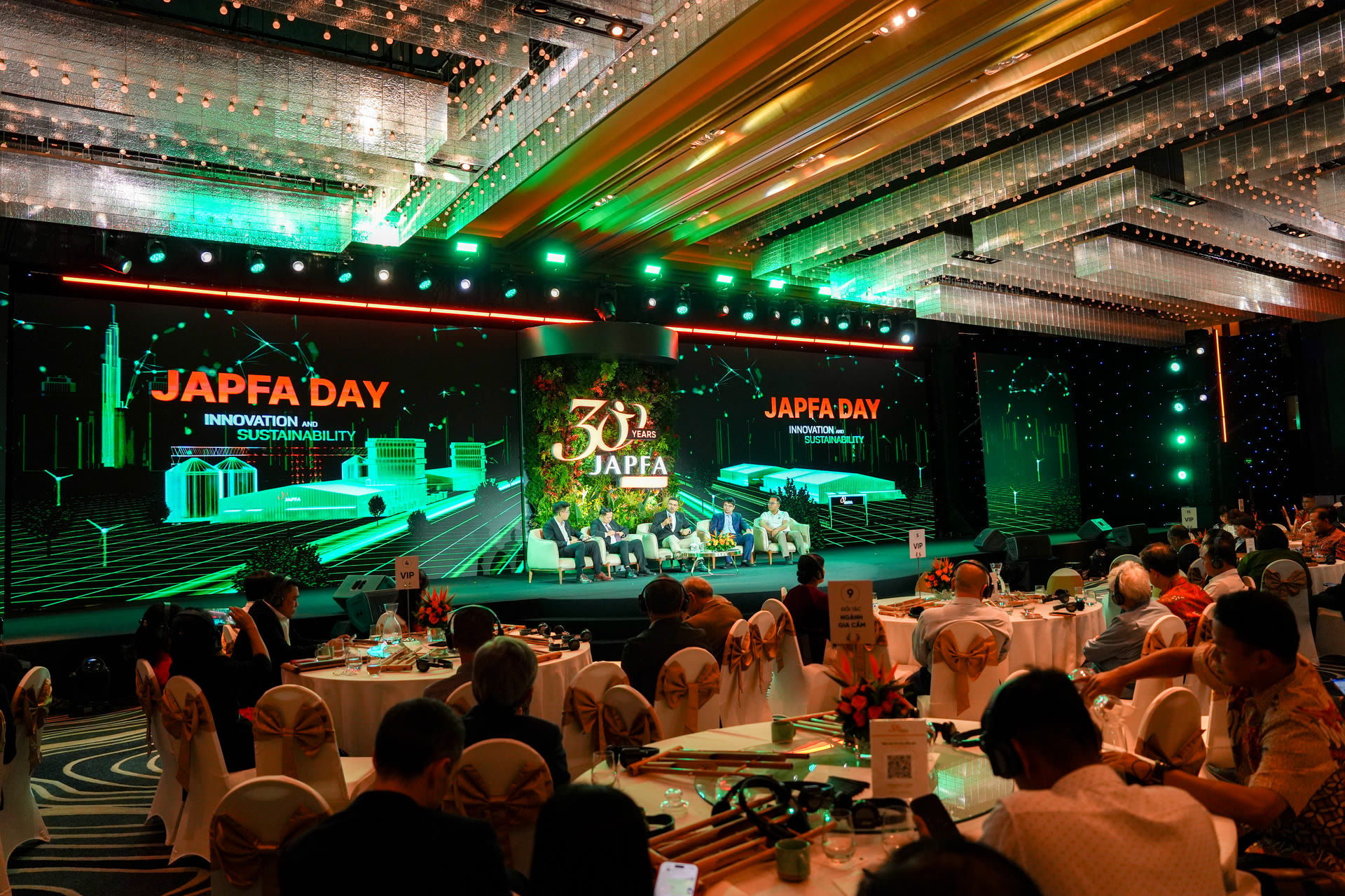 The grand ballroom at JW Marriott Saigon, dressed in Japfa green.
